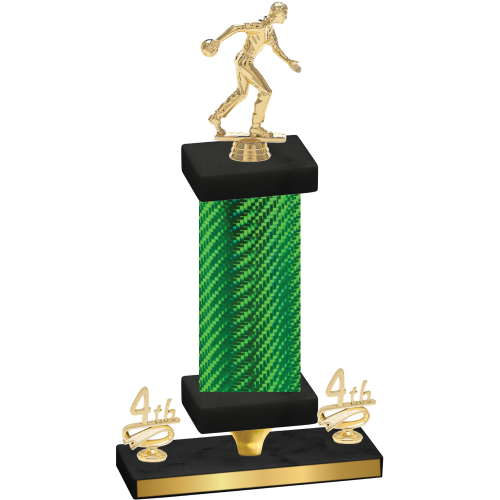 Premium Single Green Carbon Fiber Fourth Place Bowling Trophy