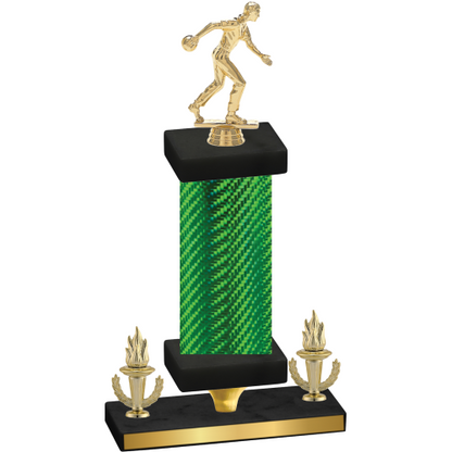 Premium Single Green Carbon Fiber Victory Bowling Trophy