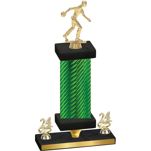 Premium Single Green Carbon Fiber Year Bowling Trophy