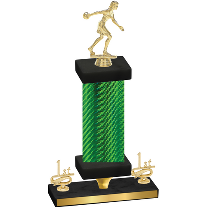 Premium Single Green Carbon Fiber First Place Bowling Trophy