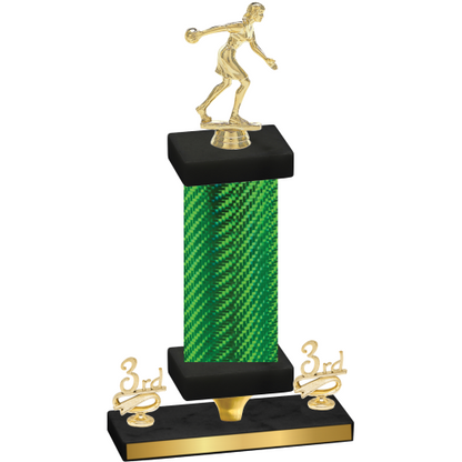 Premium Single Green Carbon Fiber Third Place Bowling Trophy