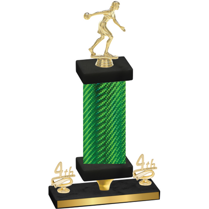 Premium Single Green Carbon Fiber Fourth Place Bowling Trophy