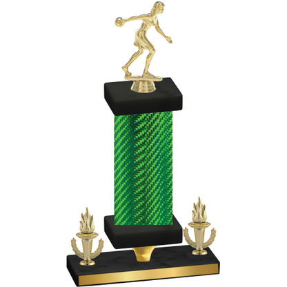 Premium Single Green Carbon Fiber Victory Bowling Trophy