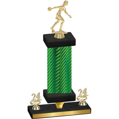 Premium Single Green Carbon Fiber Year Bowling Trophy