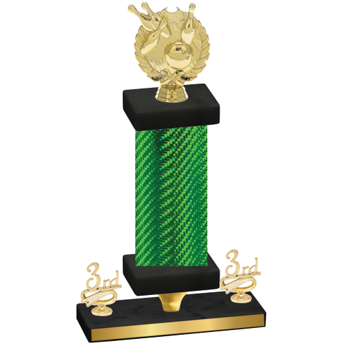 Premium Single Green Carbon Fiber Third Place Bowling Trophy
