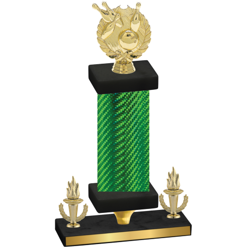 Premium Single Green Carbon Fiber Victory Bowling Trophy