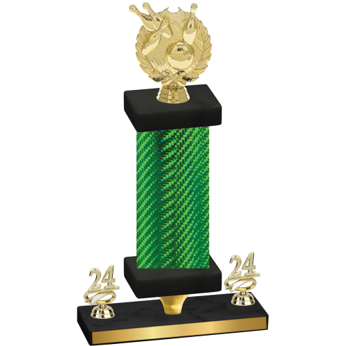Premium Single Green Carbon Fiber Year Bowling Trophy