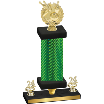 Premium Single Green Carbon Fiber Year Bowling Trophy