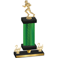 Premium Single Green Carbon Fiber Second Place Football Trophy