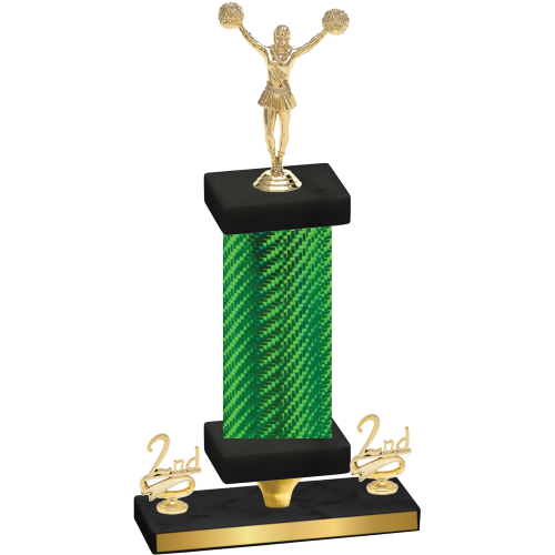 Premium Single Green Carbon Fiber Second Place Cheerleading Trophy