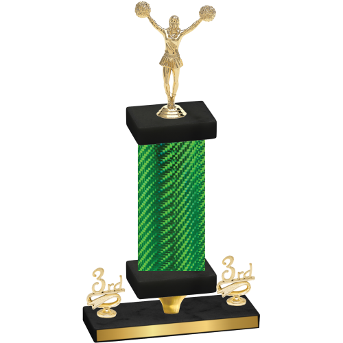 Premium Single Green Carbon Fiber Third Place Cheerleading Trophy