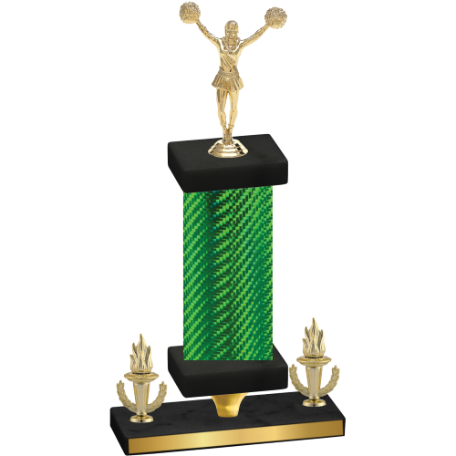 Premium Single Green Carbon Fiber Victory Cheerleading Trophy