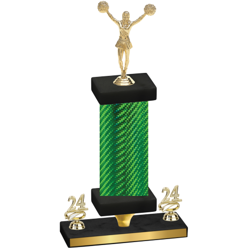 Premium Single Green Carbon Fiber Year Cheerleading Trophy