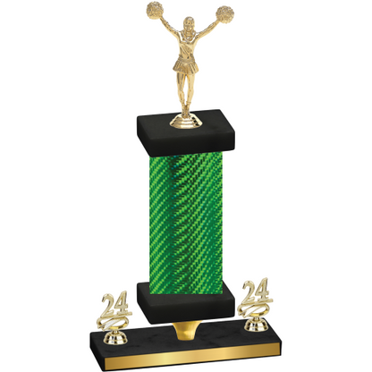 Premium Single Green Carbon Fiber Year Cheerleading Trophy