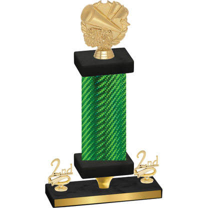 Premium Single Green Carbon Fiber Second Place Cheerleading Trophy