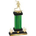 Premium Single Green Carbon Fiber Fourth Place Lacrosse Trophy