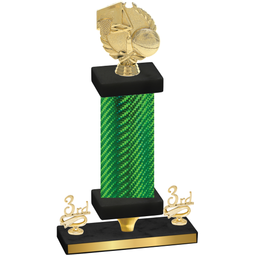Premium Single Green Carbon Fiber Third Place Basketball Trophy