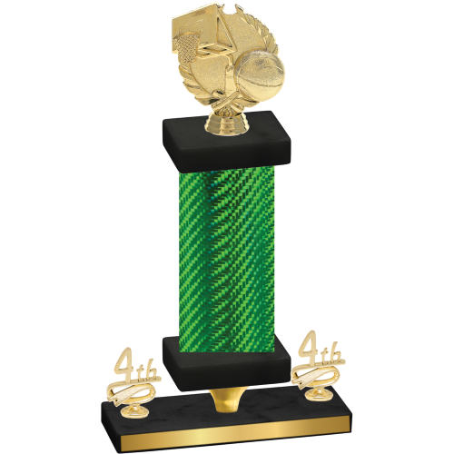 Premium Single Green Carbon Fiber Fourth Place Basketball Trophy