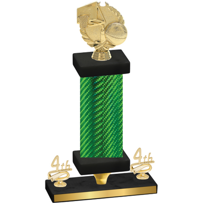 Premium Single Green Carbon Fiber Fourth Place Basketball Trophy