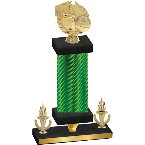Premium Single Green Carbon Fiber Victory Basketball Trophy