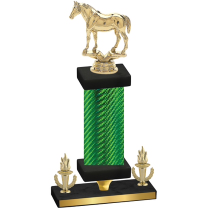 Premium Single Green Carbon Fiber Victory Horses Trophy