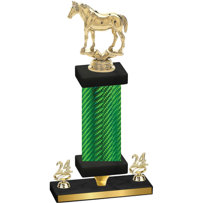 Premium Single Green Carbon Fiber Year Horses Trophy