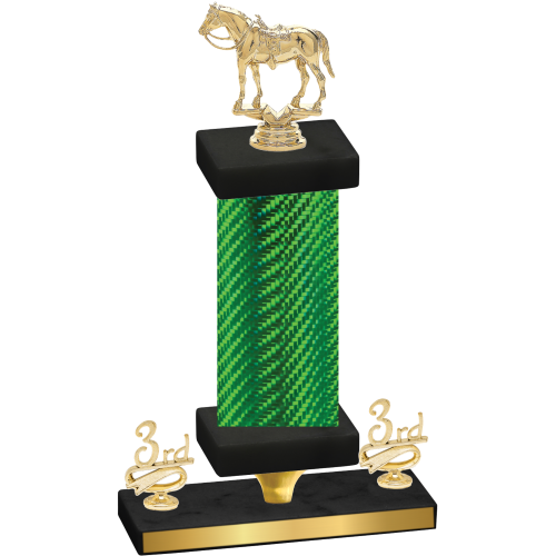 Premium Single Green Carbon Fiber Third Place Horses Trophy