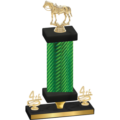 Premium Single Green Carbon Fiber Fourth Place Horses Trophy