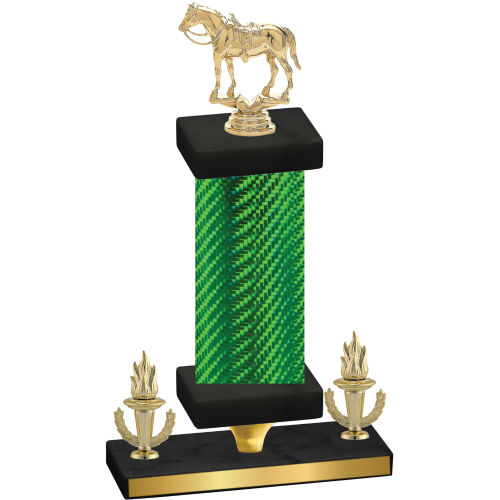 Premium Single Green Carbon Fiber Victory Horses Trophy