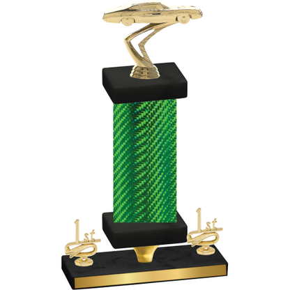 Premium Single Green Carbon Fiber First Place Cars Trophy