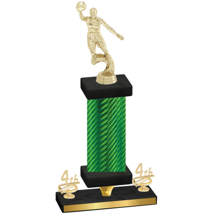 Premium Single Green Carbon Fiber Fourth Place Basketball Trophy