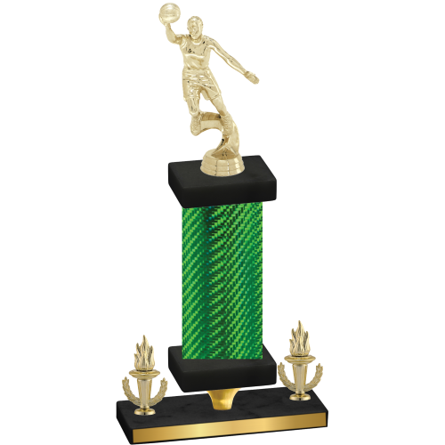 Premium Single Green Carbon Fiber Victory Basketball Trophy