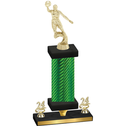 Premium Single Green Carbon Fiber Year Basketball Trophy