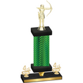 Premium Single Green Carbon Fiber Fourth Place Archery Trophy