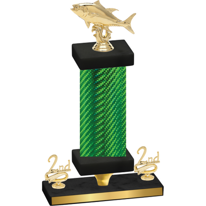 Premium Single Green Carbon Fiber Second Place Fishing Trophy