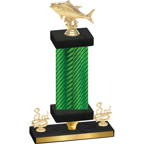 Premium Single Green Carbon Fiber Third Place Fishing Trophy