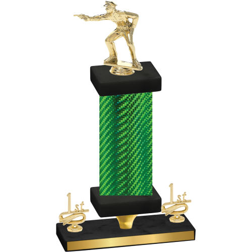 Premium Single Green Carbon Fiber First Place Shooter Trophy