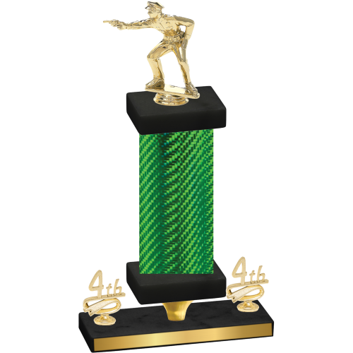 Premium Single Green Carbon Fiber Fourth Place Shooter Trophy