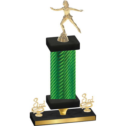 Premium Single Green Carbon Fiber Third Place Skater Trophy