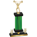 Premium Single Green Carbon Fiber Year Weights Trophy