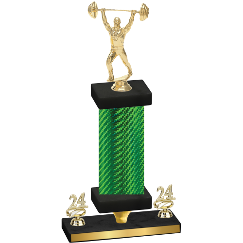 Premium Single Green Carbon Fiber Year Weights Trophy
