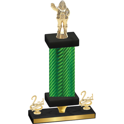Premium Single Green Carbon Fiber Second Place Holiday Trophy