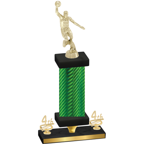 Premium Single Green Carbon Fiber Fourth Place Basketball Trophy