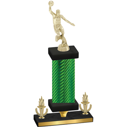 Premium Single Green Carbon Fiber Victory Basketball Trophy
