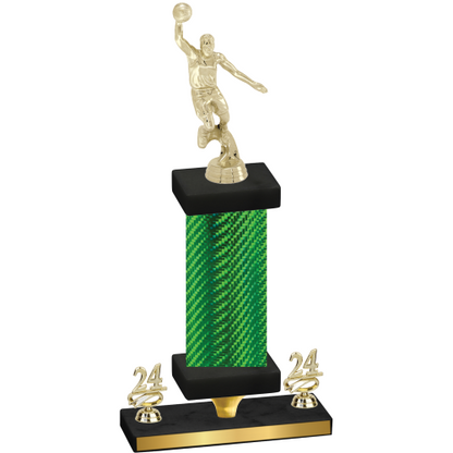 Premium Single Green Carbon Fiber Year Basketball Trophy