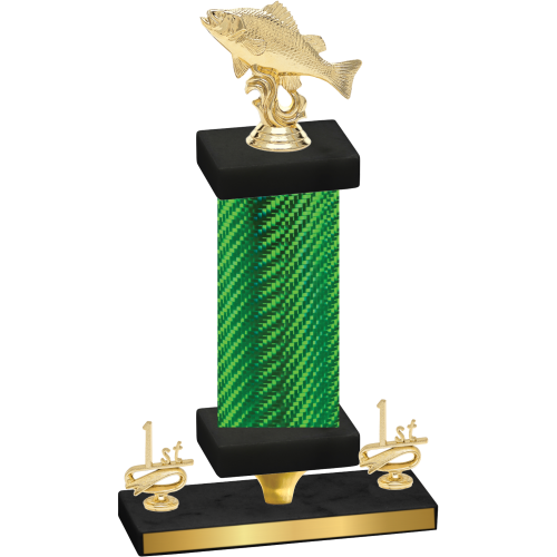 Premium Single Green Carbon Fiber First Place Fishing Trophy