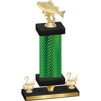 Premium Single Green Carbon Fiber Second Place Fishing Trophy