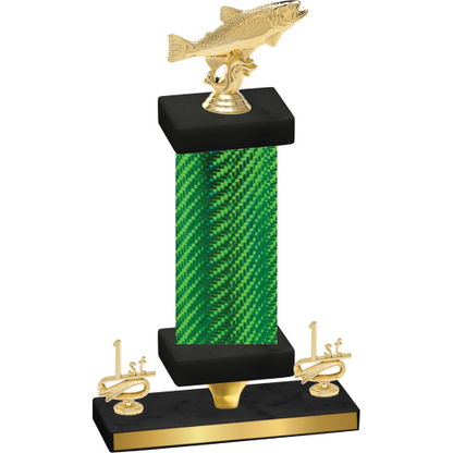 Premium Single Green Carbon Fiber First Place Fishing Trophy
