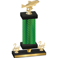 Premium Single Green Carbon Fiber Second Place Fishing Trophy