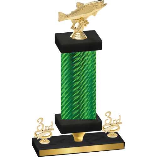 Premium Single Green Carbon Fiber Third Place Fishing Trophy